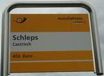 (129'925) - PostAuto-Haltestellenschild - Castrisch, Schleps - am 18. September 2010