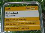 (194'872) - PostAuto-Haltestellenschild - Maienfeld, Bahnhof - am 15.