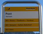 (167'653) - PostAuto-Haltestellenschild - Versam, Post - am 5.