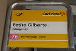 (203'773) - PostAuto-Haltestellenschild - Courgenay, Petite Gilberte - am 15.