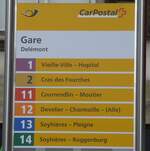(186'050) - PostAuto-Haltestellenschild - Delmont, Gare - am 21.