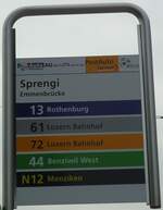 (132'980) - AutoAG/ROTTAL AUTO AG/PostAuto/ebus-Haltestellenschild - Emmenbrcke, Sprengi - am 11.