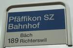 (135'827) - Landolt-Haltestellenschild - Pfffikon SZ, Bahnhof - am 5.