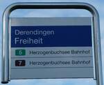 (245'200) - BSU-Haltestellenschild - Derendingen, Freiheit - am 21. Januar 2023