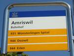 (129'099) - PostAuto-Haltestellenschild - Amriswil, Bahnhof - am 22.