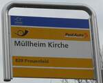 (201'206) - PostAuto-Haltestellenschild - Mllheim, Kirche - am 17.