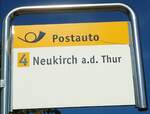 (130'057) - PostAuto-Haltestellenschild - Weinfelden, Bahnhof - am 20.