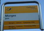 (138'157) - PostAuto-Haltestellenschild - Morges, gare - am 9.