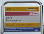 (189'980) - PostAuto/travys-Haltestellenschild - Yverdon-les-Bains, gare - am 2.