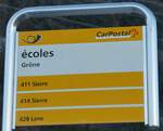 (243'740) - PostAuto-Haltestellenschild - Gr�ne, �coles - am 11.