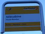 (177'242) - PostAuto-Haltestellenschild - Haute-Nendaz, tlcabine - am 18.