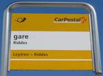 (159'657) - PostAuto-Haltestellenschild - Riddes, gare - am 5.