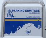 (148'699) - NAVETTE GRATUITE-Haltestellenschild - Verbier, Parking Ermitage - am 2.