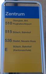 (169'332) - ZVV/PostAuto-Haltestellenschild - Stadel, Zentrum - am 19. Mrz 2016