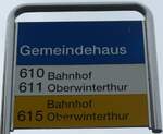 (192'958) - ZVV/PostAuto-Haltestellenschild - Wiesendangen, Gemeindehaus - am 10. Mai 2018