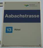 (138'042) - Zugerland Verkehrsbetriebe-Haltestellenschild - Zug, Aabachstrasse - am 6.