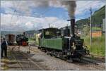 Festival Suisse de la vapeur (Schweizer Dampffestival 2024) - Die LEB G 3/3 N° 5 und SEG G 2x 2/2 105 beide bei der Blonay-Chamby Bahn bereiten sich auf die Doppeltraktion ihres Zugs ab Blonay