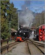 La DER de la Saison 2024! / Das Saison Ende 2024 der Blonay-Chamby Bahn - Die SEG G 2x 2/2 105 der Blonay Chamby Bahn ist mit dem Riviera Belle Epoque Dampfzug von Vevey in Chaulin angekommen und fährt nun in die Lokbehandlung.

27. Oktober 2024