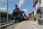 Die BFD HG 3/4 N° 3 der Blonay Chamby Bahn ist mit ihrem Dampfzug in Chamby angekommen und wird nach einem kurzen Aufenthalt die Fahrt nach Chaulin fortsetzen (sie wird den Zug in den nicht weit