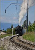 Die BFD HG 3/4 NR.3 fährt nach einem Signalhalt beim Château d'Hauteville weiter nach Blonay.