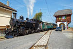   50 Jahre BC - MEGA STEAM FESTIVAL der Museumsbahn Blonay–Chamby:   Die HG 3/4 B.F.D.3 (Brig-Furka-Disentis, später FO - Furka-Oberalp) ist am 19.05.2018 mit ihrem Zug von Blonay in Chamby