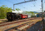 Der Dampfzug Museumsbahn Blonay-Chamby erreicht am 28.