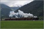 Die Blonay-Chamy Bahn HG 3/4 mit einem Extrazug zur Ferie 100 Jahre Brig - Gletsch bei Oberwald.