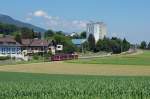 ASm: Regionalzug Langenthal-Solothurn mit Be 4/8  STAR  in frhlingshafter Landschaft auf dem Dreischienengeleise bie Niederbipp unterwegs am 18.