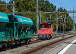 Nun übernimmt die BAM MBC Te III 155 (97 85 1212 055-8 CH-MBC) im Bahnhof Morges am 07 September 2023 den Aushubzug/Kieszug von Gland - Morges (- Apples).