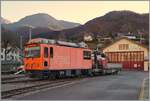 die TPC HGem 2/2 941 im ehemaligen Bahnhof Aigle Dépôt, der heute für den Reisezugverkehr den Namen Aigle Château trägt, und sonst als TPC Infrastructure firmiert.