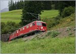 Die beiden Ge4/4 I 603 imd 602 waren schneller als ich auf der dritten Ebene angelangt und so gab es nur ein Bild von diesem etwas tiefen Standpunkt aus. Bei Bergün Bravuogn, den 11. September 2016