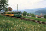 Einfahrt in die französische Station Leymen, BLT-Doppeltraktion Be4/6 244 und 234 mit BVB-Anhänger 1418.