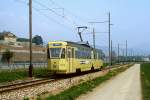 Tramway Neuchatelois: Be 4/6 1102 im Mai 1980 zwischen Neuchatel und Areuse