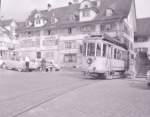 Strassenbahn Schwyz-Brunnen in Schwyz im Herbst 1963, Wagen 1.