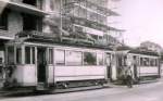 Strassenbahn Schwyz-Brunnen, Motorwagen 1 und 3 in Seewen (beim SBB-Bahnhof).