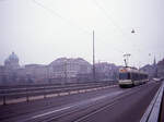 Das Ende naht - die Bernmobil Be4/8 von ACMV Vevey aus dem Jahr 1990: Wagen 735 auf der Kirchenfeldbrücke, 31.Dezember 1991 
