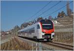  Fernverkehr  auf der Train de Vignes Strecke: der für den Fernverkehr beschaffte SBB Flirt3 RABe 523 503  Mouette  (RABe 94 85 0 523 503-6 CH-SBB) ist als S7 auf der Train de Vignes Strecke