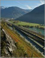 Blick Richtung Visp bei Grosseye, wo die strecke aus dem LBT mit der Simplonstrecke zusammen treffen.