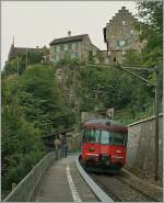 Ein RABe 510 (Mirage) beim Halt in Schloss Neuhausen am Reihnfall.