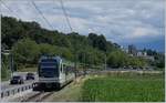 Der neue LEB Be 4/8 N° 62 von Stadler auf einer Dienstfahrt (Testfahrt?) in Richtung Lausanne-Flon aufgenommen in Jouxtens-Mézery.