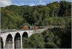 50 Jahre Blonay Chamby - MEGA BERNINA FESTIVAL: Das Bernina Krokodil Ge 4/4 182 mit seinem hübschen, kurzen Zug auf dem in sehr schlechtem Zustand befindlichen Baie de Clarens Viadukt auf der