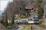 Grosse Überraschung: Der MOB GoldenPass Belle Epoque PE 2224 von Montreux nach Zweisimmen verkehret heute mit der MOB Ge 4/4 8002 an der Spitze und einem Alpina-Triebwagen am Schluss, wobei