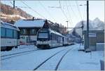 Am Schluss des GoldenPass Panoramic PE 2212 von Montreux nach Zweisimmen läuft der Alpina ABe 4/4 9303 mit.