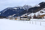 Der Zug mit den beiden GDe4/4 6003 und 6005 (vorn) bei Boden (Lenk).