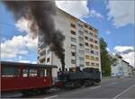 Eine etwas ungewöhnliche Verkehrsteilnehmerin in La Chaux-de-Fonds.