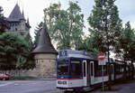 Das Ende naht - die Tramwagen des RBS 81-89: Damals endete die Linie noch am Helvetiaplatz, wo Wagen 86 steht (vor dem Historischen Museum).