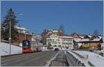 Der AB  Tango  Be 4/6 4007 / ABe 4/6 4107 auf der Fahrt in Richtung St.Gallen erreicht Speicher.  

24. März 2021