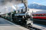 125 Rhtische Bahn,Dampfextrazug mit G4/5 108  Engiadina (SLM 1906)nach Disentis/Muster kurz vor der Abfahrt in Landquart.23.02.14   