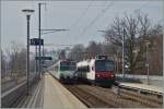 NPZ, hier in SOB Voralpen Express (VAE) und SBB Domino Version begegnen sich bei der Haltestelle Luzern Verkehrshaus.