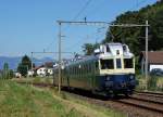 BLS: Der BLAUE PFEIL BCFe 4/6 736 auf Geburtstagsfahrt bei Busswil am 22.